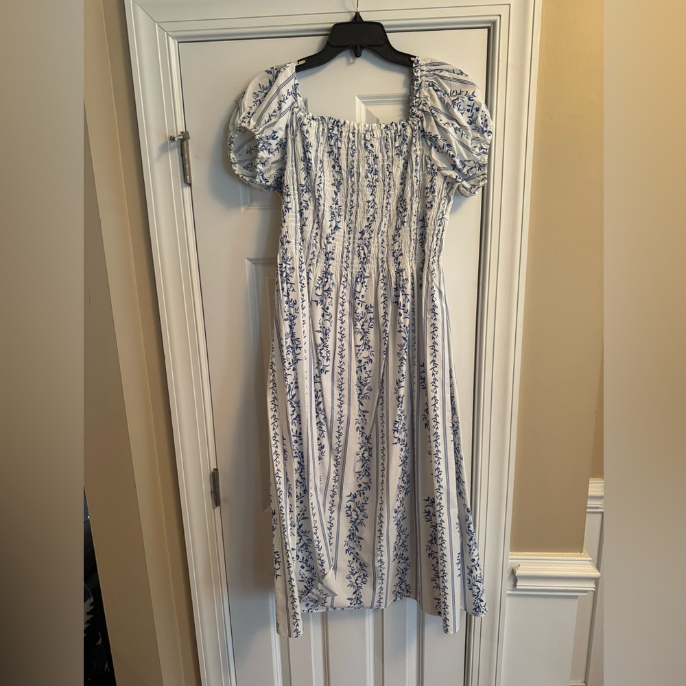 Elegant Blue and White Floral Dress H&M brand